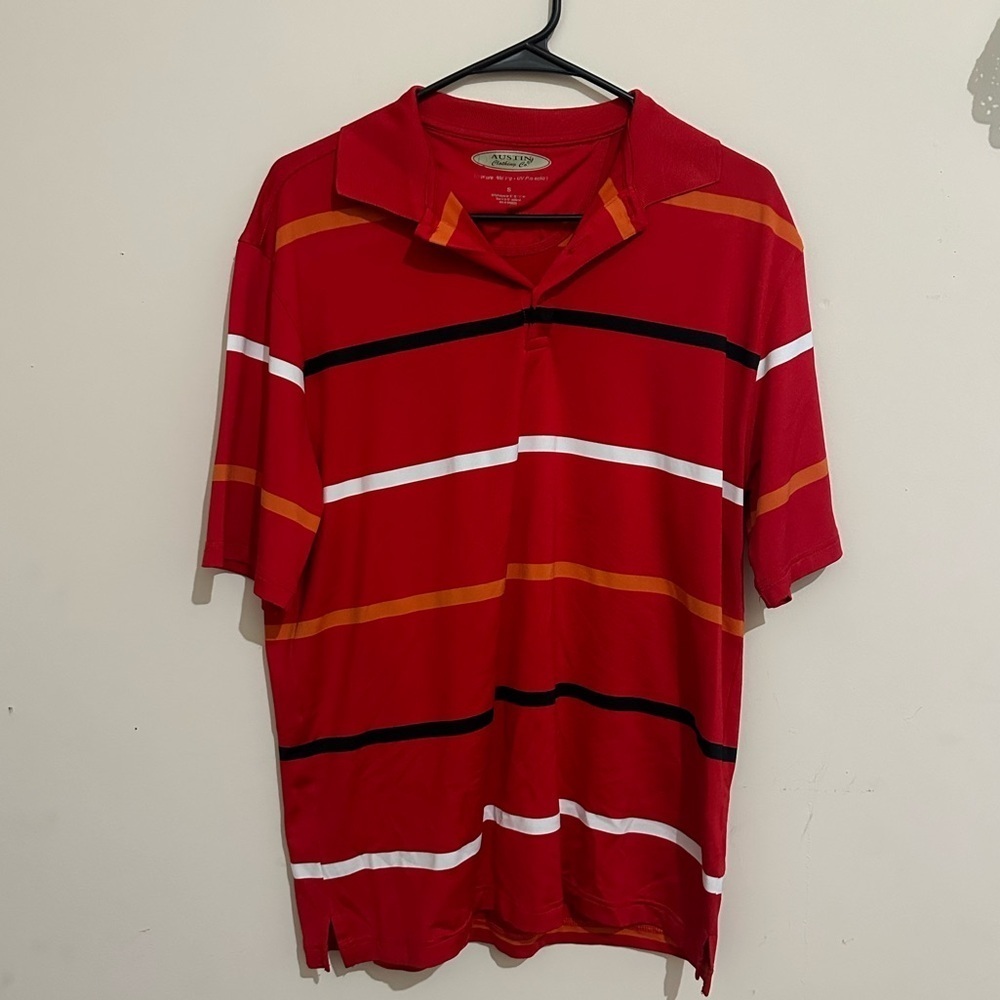 Austin Clothing Co. Small Red Stripped UV Protection Moisture Wicking Po…